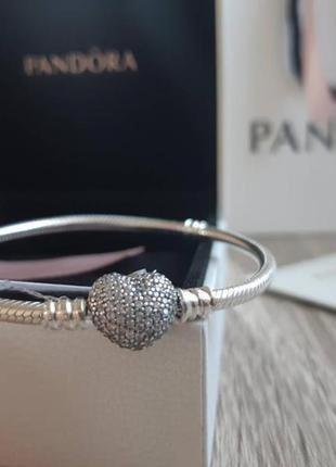 Серебряный браслет pandora сердце паве #590727cz оригинал3 фото