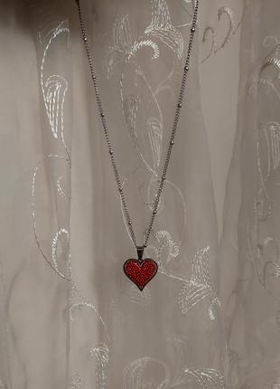 Медсталь подвеска сердце 50см сердечко красное медицинское серебро купить подвеску сердце медзолото фораджо4 фото