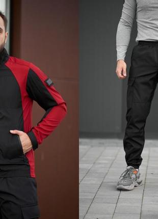 Чоловіча весняна вітровка з плащівки softshell + штани карго демісезонні