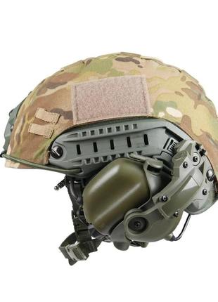 Комплект No3: шлем pe с кавером мультикам, наушниками м32 с адаптерами "чебурашки" и фонариком.