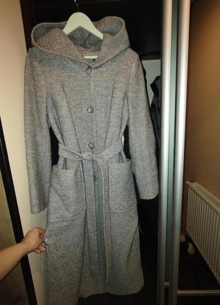 Пальто шерстяне довге сіре від бренду rinna rossi, 40 p.2 фото