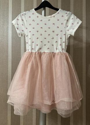 Платье с пышкой юбкой в цветочек h&m3 фото