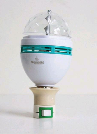 Диско лампа crownberg cb-0301 світлодіодна з патроном обертається2 фото