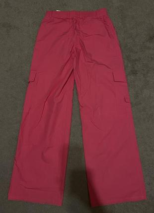 Ярко розовые брюки, брюки карго, парашюты2 фото