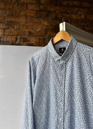 Steel &amp;jelly men’s vintage floral blue long sleeve shirt cotton винтажная рубашка на длинный рукав2 фото