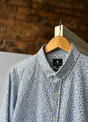 Steel &amp;jelly men’s vintage floral blue long sleeve shirt cotton винтажная рубашка на длинный рукав3 фото