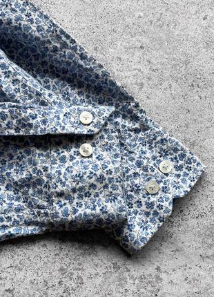Steel &amp;jelly men’s vintage floral blue long sleeve shirt cotton винтажная рубашка на длинный рукав7 фото