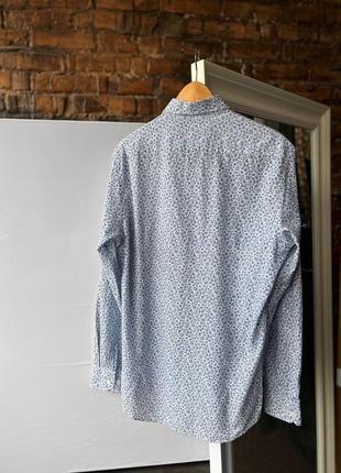 Steel &amp;jelly men’s vintage floral blue long sleeve shirt cotton винтажная рубашка на длинный рукав4 фото
