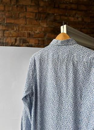 Steel &amp;jelly men’s vintage floral blue long sleeve shirt cotton винтажная рубашка на длинный рукав5 фото