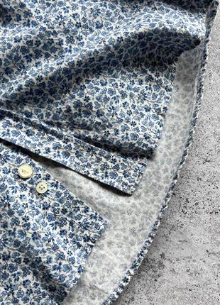 Steel &amp;jelly men’s vintage floral blue long sleeve shirt cotton винтажная рубашка на длинный рукав6 фото