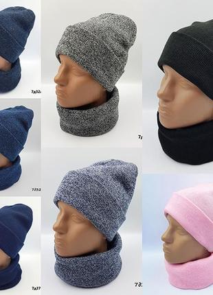 Кольори*теплий в'язаний комплект,дитяча шапочка, демісезонна,в'язана,сіра,хомут3 фото