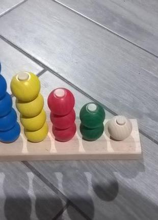 Іграшка дерев'яна сортер розвивальний різнобарвні кульки