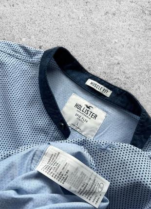 Hollister california men’s blue long sleeve button shirt muscle fit сорочка на довгий рукав7 фото