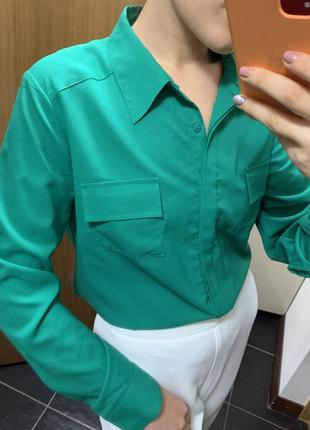 Зелена блуза трендова рубашка2 фото
