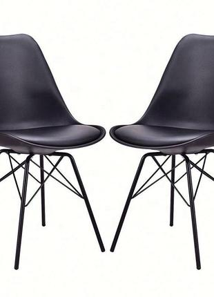 Стільці тау на металевих ніжках, м'які стільці, колір чорний4 фото