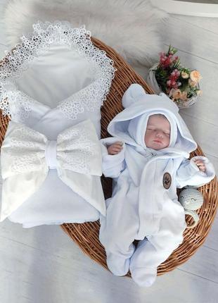 Конверт красивый нарядный с кружевом на выписку