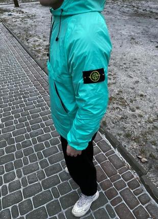 Мужской анорак stone island на весну в бирюзовом цвете premium качества, стильный и удобный анорак на каждый день2 фото