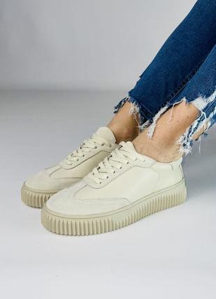 Кожаные женские кеды кроссовки из натуральной кожи и замши