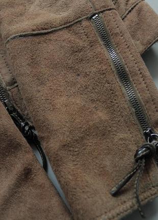 Emporio armani кожаная женская куртка коричневая утепленная укроп на арманской овчине max mara escada hugo boss tommy hilfiger prada gucci ysl6 фото