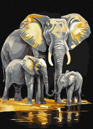 Картина по номерам идейка слоны слонов семейство семейство металлическое дополнительный 40x50см kho6530 набор