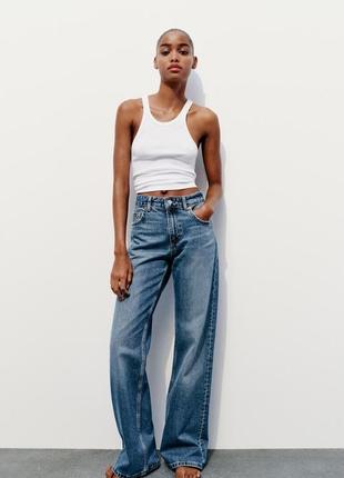 Щільні блакитні джинси wide leg zara new