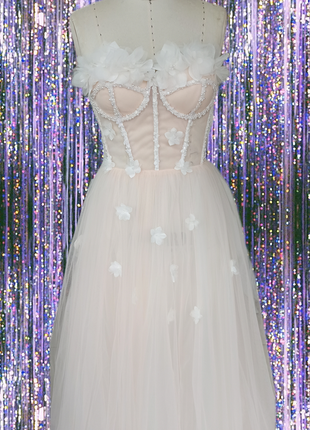 Платье выпускное из фатина персиковые вечерние платья2 фото