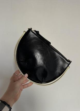 Клатч кожаный черный mango1 фото
