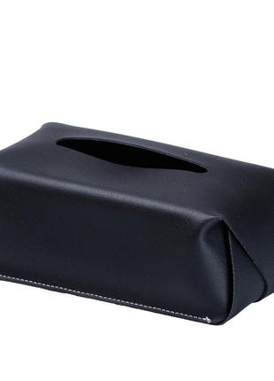 Серветниця в салон автомобіля з чорної шкіри (23х10х8 см) серветниця для паперових рушників для дому