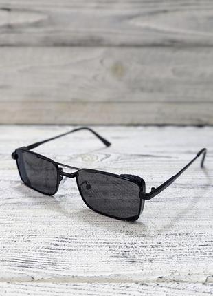Солнцезащитные очки мужские, черные в  металлической оправе ( без брендовые )1 фото