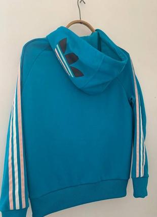 Худі zip adidas капішон синя 3 полоски жіноча розмір uk16 м-л2 фото