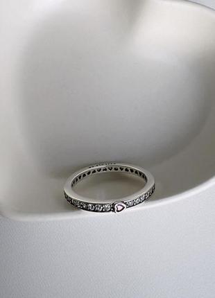 Срібна каблучка у стилі пандора pandora срібло 925 проби s925 перстень кільце колечко з сердечком червоне серце6 фото