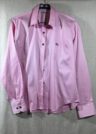 Классическая розовая рубашка burberry brit длинный рукав1 фото