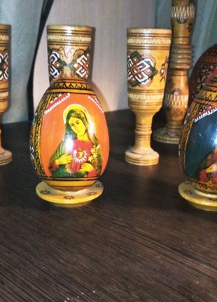 Великдень паска дерев'яні вироби яйця свічник, дерев'яні чарки2 фото