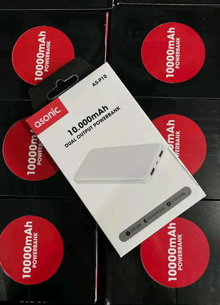 Power bank asonic as-p10 10000mah + подарунок usb-ліхтар