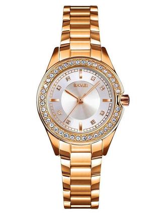 Жіночий наручний  годинник із сталевим браслетом skmei 1534 gd