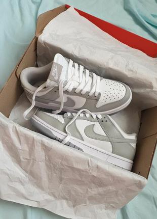 Nike sb dunk low «grey white»8 фото