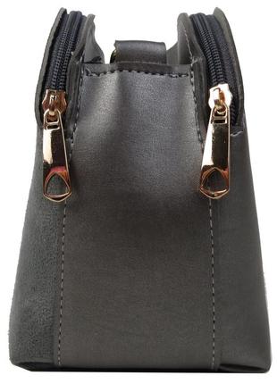 Небольшая женская сумка на плечо из эко кожи ксения fashion серая7 фото