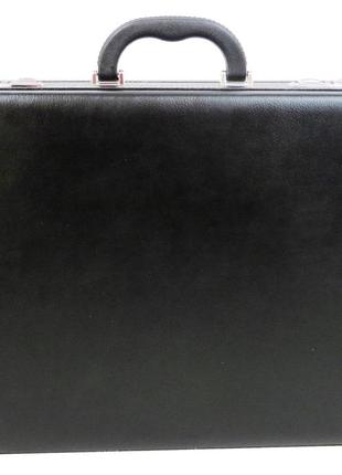 Большой кейс, дипломат из эко кожи portfolio черный 44х33х13 см3 фото