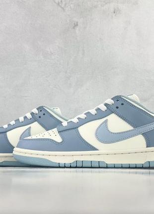 Кроссовки nike dunk low голубые с белым