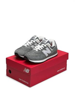 Женские кроссовки new balance 574 premium gray серые повседневные кросы из натуральной замши нью баланс5 фото