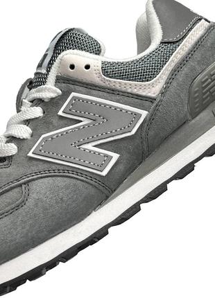 Женские кроссовки new balance 574 premium gray серые повседневные кросы из натуральной замши нью баланс3 фото