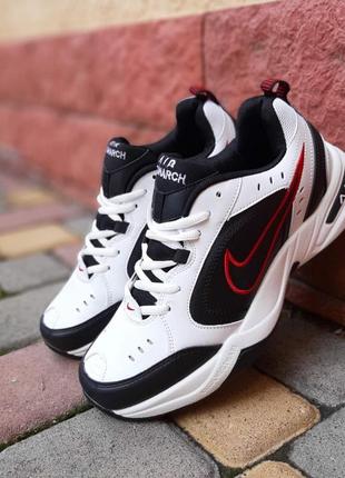 Мужские кроссовки nike air monarch белые с черным и красным <unk> smb