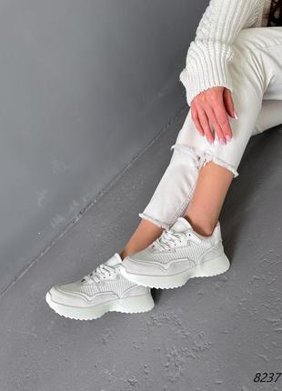 Распродажа 36рр кроссовки женские rachel белые + беж натуральная кожа4 фото