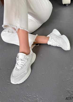 Распродажа 36рр кроссовки женские rachel белые + беж натуральная кожа3 фото