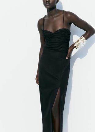 Чорна лляна сукня zara new