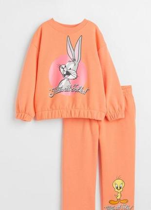 Костюм персиковый на байке looney tunes от h&m 7-8 лет1 фото