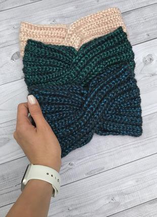 Чалма повязка блестящая синяя зелёная повязка ободок узел чалма