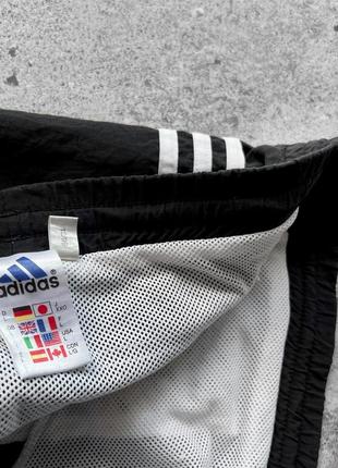 Adidas men's vintage black nylon shorts 3-stripes embroidered logo винтажные, черные, нейлоновые шорты8 фото