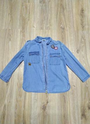 Дитяча джинсова сорочка / дитяча сорочка з кишенями / вільна сорочка з нашивками