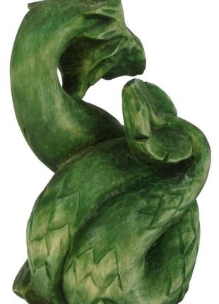 Зеленый деревянный дракон статуэтка ручной работы символ 2024 года6 фото